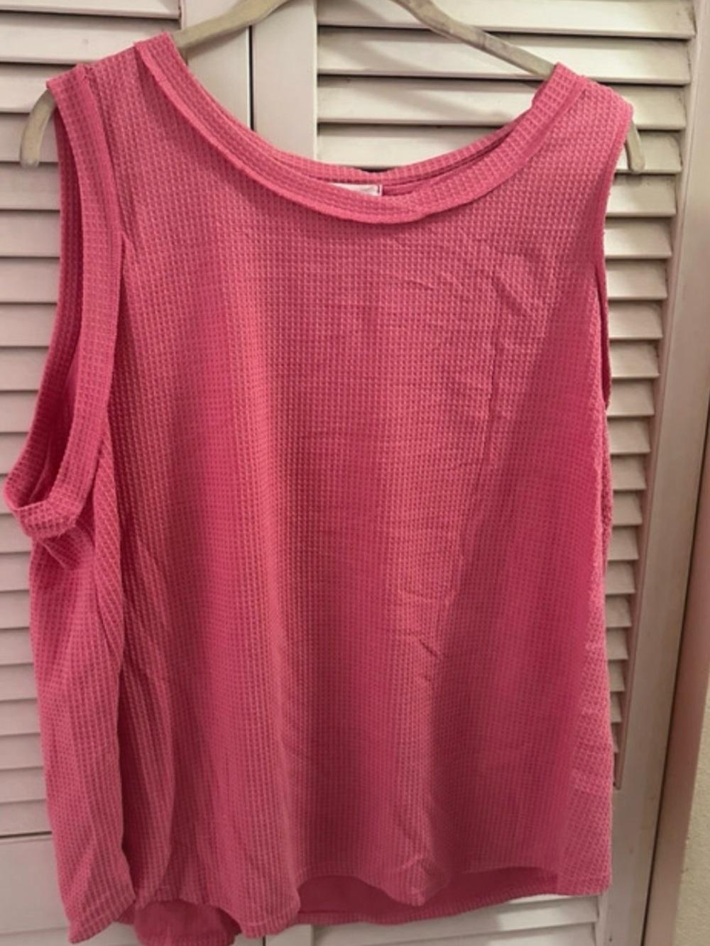 ANDREE BY UNIT Pink Waffle Knit Sleeveless Tank